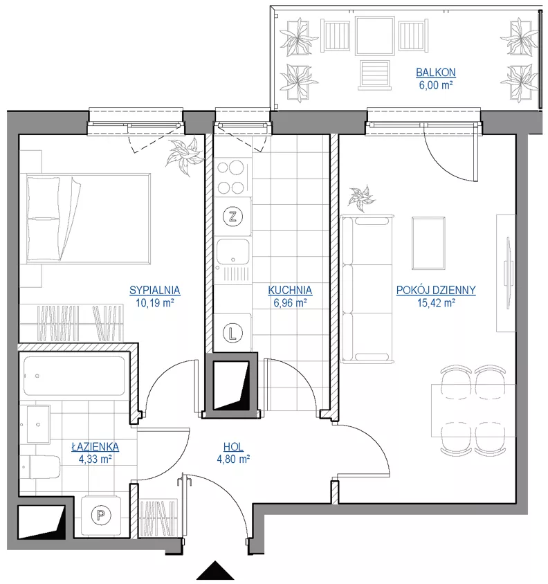 2 pokoje, mieszkanie 41,70 m², piętro 5, oferta nr 1/63, Przy Unii IV, Poznań, Żegrze, ul. Wagrowska