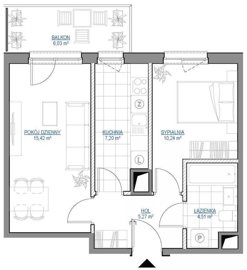2 pokoje, mieszkanie 42,64 m², piętro 5, oferta nr 1/245, Przy Unii IV, Poznań, Żegrze, ul. Wagrowska