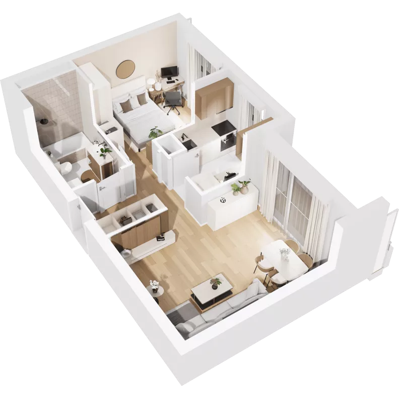 2 pokoje, mieszkanie 44,41 m², piętro 2, oferta nr 0/20, Norren, Gdynia, Śródmieście, Śródmieście, ul. Żeromskiego 14