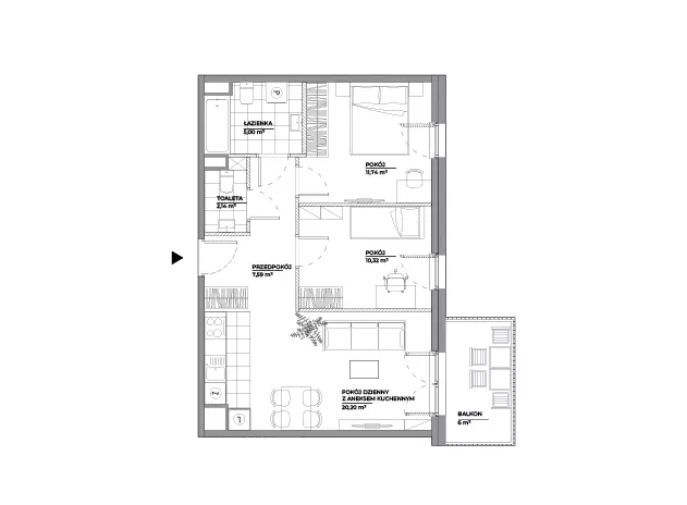 3 pokoje, mieszkanie 56,99 m², piętro 3, oferta nr A/155, Architektów, Wrocław, Al. Architektów 22-30