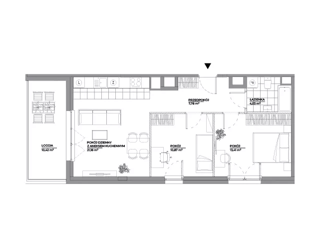 3 pokoje, mieszkanie 57,27 m², piętro 2, oferta nr B2/177, Architektów, Wrocław, Al. Architektów 22-30