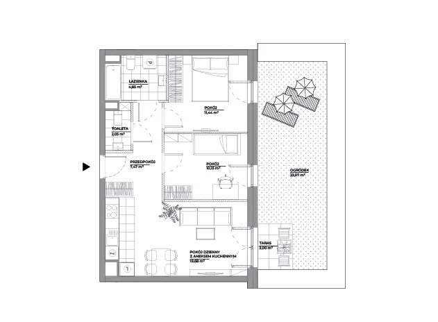 3 pokoje, mieszkanie 55,62 m², parter, oferta nr A/119, Architektów, Wrocław, Al. Architektów 22-30