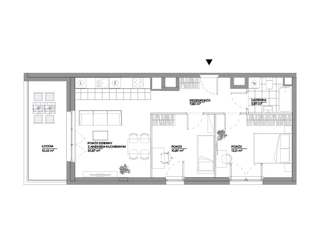 3 pokoje, mieszkanie 56,72 m², piętro 1, oferta nr B2/174, Architektów, Wrocław, Al. Architektów 22-30