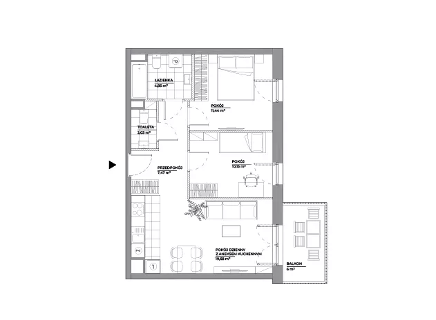 3 pokoje, mieszkanie 55,62 m², piętro 1, oferta nr A/131, Architektów, Wrocław, Al. Architektów 22-30