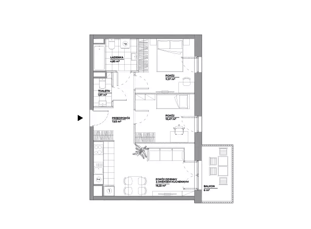 3 pokoje, mieszkanie 55,52 m², piętro 1, oferta nr A/130, Architektów, Wrocław, Al. Architektów 22-30