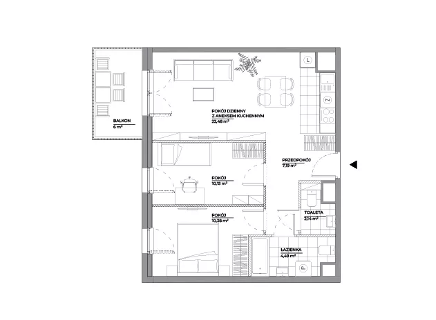 3 pokoje, mieszkanie 56,83 m², piętro 4, oferta nr A/160, Architektów, Wrocław, Al. Architektów 22-30