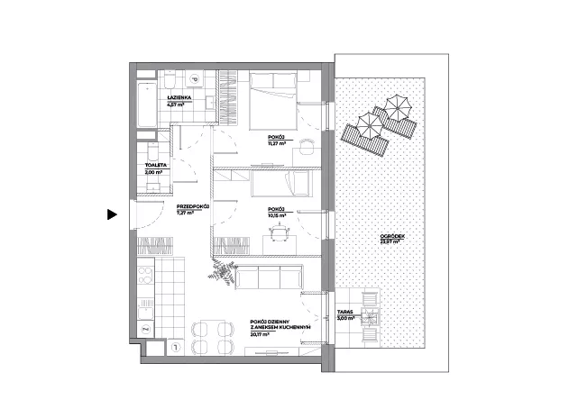 3 pokoje, mieszkanie 55,43 m², parter, oferta nr A/117, Architektów, Wrocław, Al. Architektów 22-30
