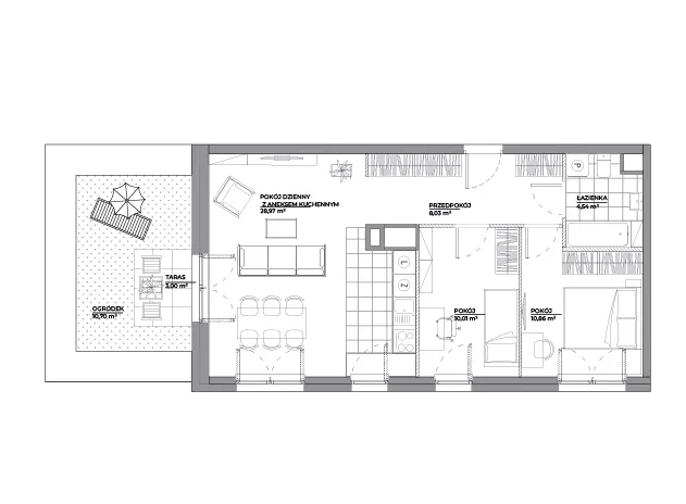 3 pokoje, mieszkanie 62,41 m², piętro 1, oferta nr B1/3, Architektów, Wrocław, Al. Architektów 22-30