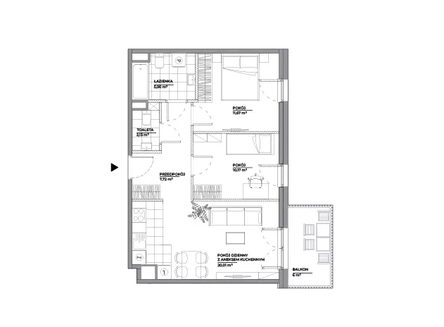 3 pokoje, mieszkanie 56,70 m², piętro 2, oferta nr A/141, Architektów, Wrocław, Al. Architektów 22-30