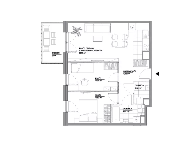 3 pokoje, mieszkanie 56,68 m², piętro 2, oferta nr A/137, Architektów, Wrocław, Al. Architektów 22-30
