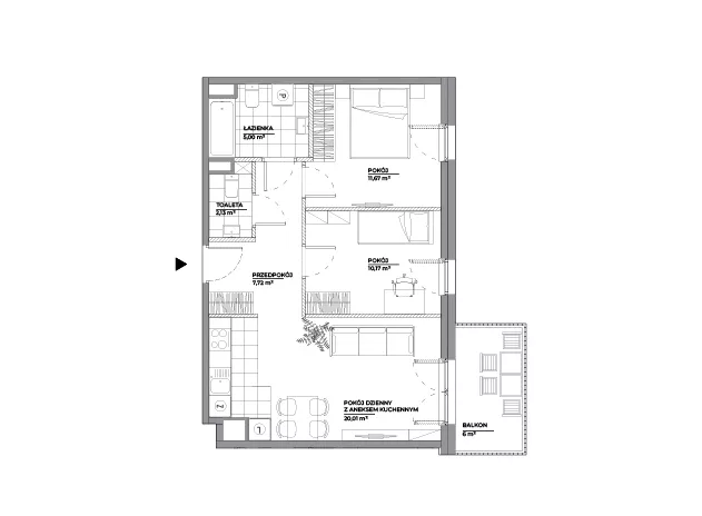 3 pokoje, mieszkanie 56,70 m², piętro 3, oferta nr A/153, Architektów, Wrocław, Al. Architektów 22-30