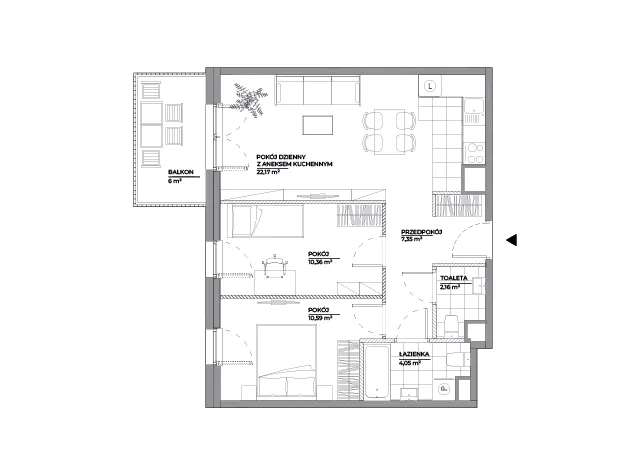 3 pokoje, mieszkanie 56,68 m², piętro 3, oferta nr A/149, Architektów, Wrocław, Al. Architektów 22-30