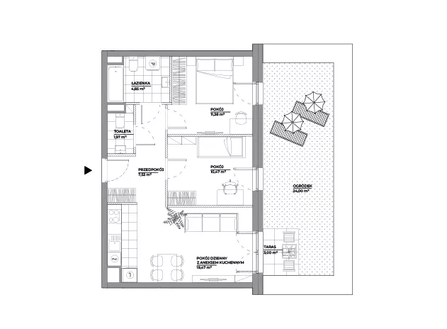 3 pokoje, mieszkanie 55,64 m², parter, oferta nr A/118, Architektów, Wrocław, Al. Architektów 22-30