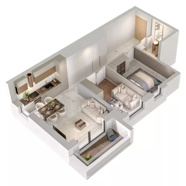 3 pokoje, mieszkanie 53,08 m², piętro 7, oferta nr A1/57, Zaspa Wysoko, Gdańsk, Zaspa, Zaspa-Młyniec, aleja Jana Pawła II
