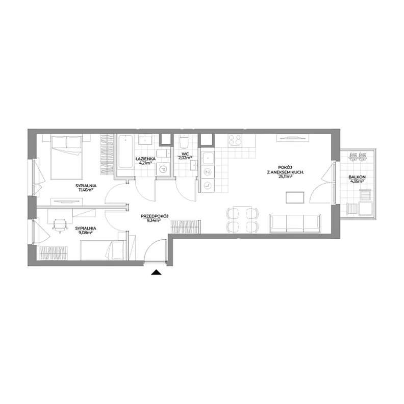3 pokoje, mieszkanie 61,22 m², piętro 4, oferta nr 1/30, Osiedle Prystora II, Warszawa, Ursus, Skorosze, ul. Aleksandra Prystora 2