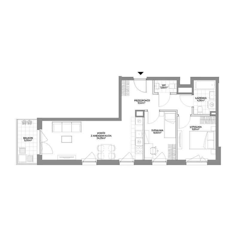 3 pokoje, mieszkanie 58,74 m², piętro 3, oferta nr 1/60, Osiedle Prystora II, Warszawa, Ursus, Skorosze, ul. Aleksandra Prystora 2