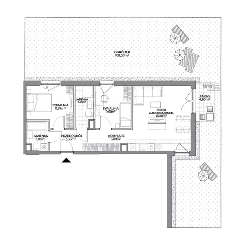 3 pokoje, mieszkanie 63,92 m², parter, oferta nr 2/69, Osiedle Prystora II, Warszawa, Ursus, Skorosze, ul. Aleksandra Prystora 2