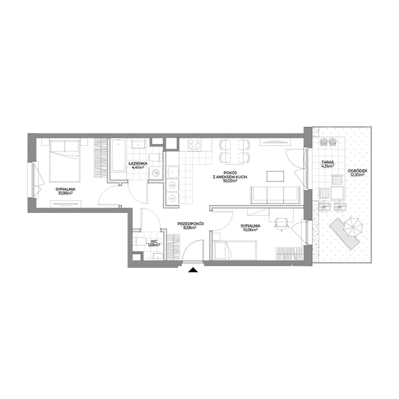 3 pokoje, mieszkanie 54,76 m², parter, oferta nr 2/66, Osiedle Prystora II, Warszawa, Ursus, Skorosze, ul. Aleksandra Prystora 2