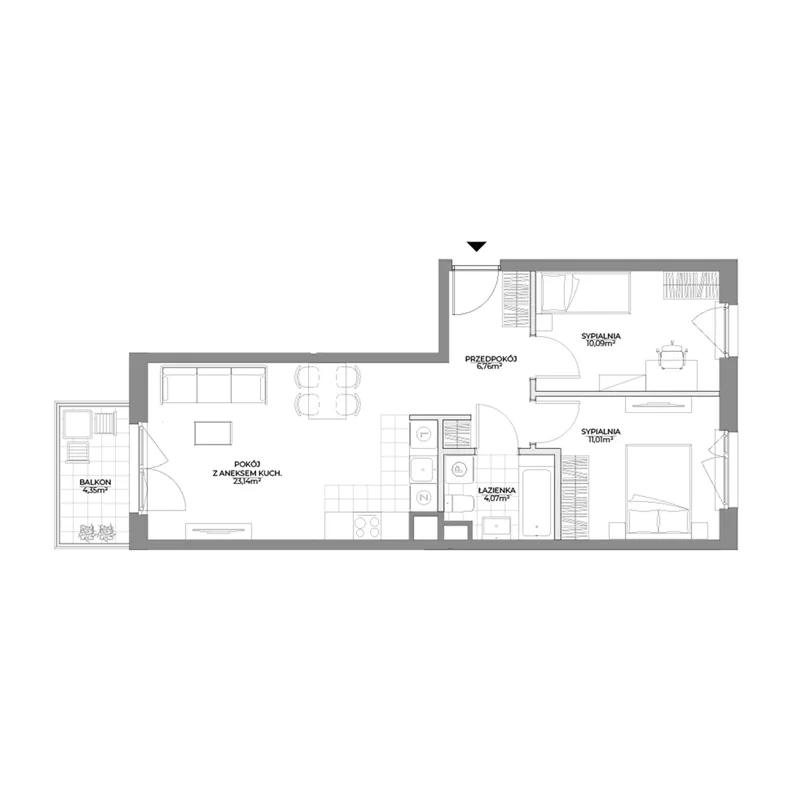 3 pokoje, mieszkanie 55,07 m², piętro 1, oferta nr 2/97, Osiedle Prystora II, Warszawa, Ursus, Skorosze, ul. Aleksandra Prystora 2