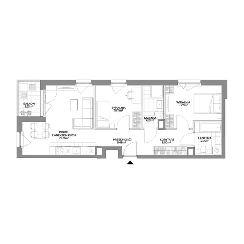 3 pokoje, mieszkanie 62,80 m², piętro 1, oferta nr 1/7, Osiedle Prystora II, Warszawa, Ursus, Skorosze, ul. Aleksandra Prystora 2