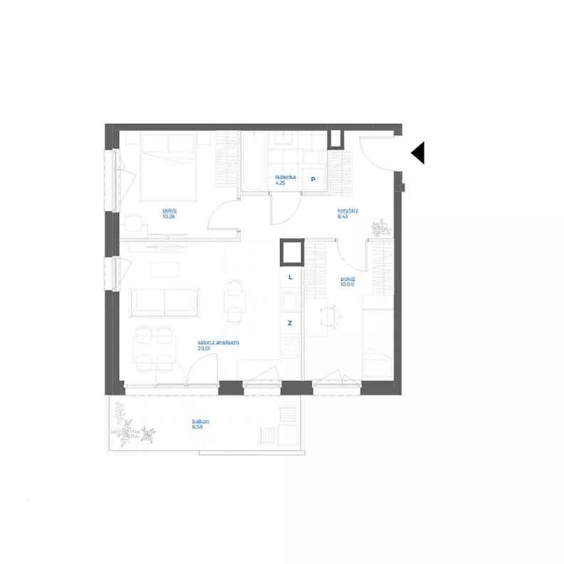 3 pokoje, mieszkanie 52,97 m², piętro 1, oferta nr 28/79, Leśny Marcelin, Poznań, Grunwald, Junikowo, ul. Jeleniogórska