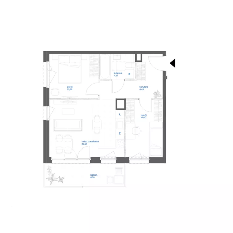 3 pokoje, mieszkanie 52,97 m², piętro 2, oferta nr 28/86, Leśny Marcelin, Poznań, Grunwald, Junikowo, ul. Jeleniogórska