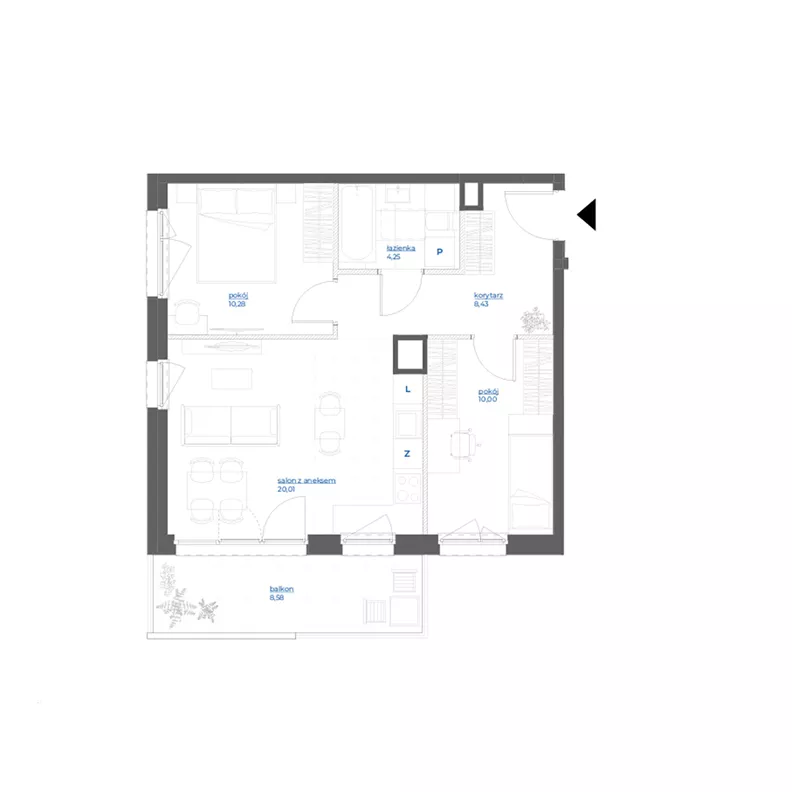 3 pokoje, mieszkanie 52,97 m², piętro 4, oferta nr 28/100, Leśny Marcelin, Poznań, Grunwald, Junikowo, ul. Jeleniogórska