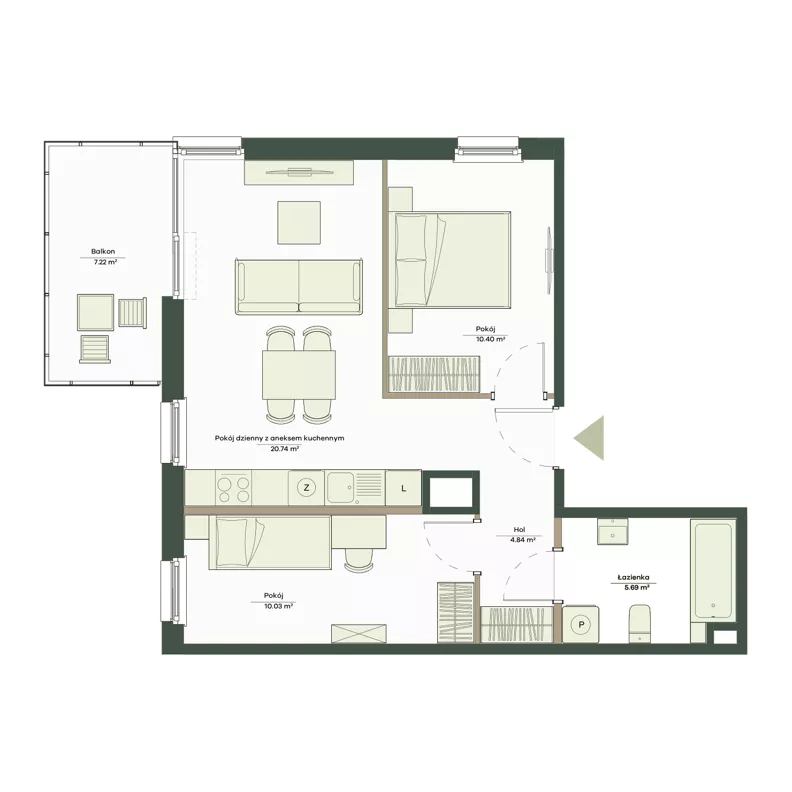 3 pokoje, mieszkanie 51,70 m², piętro 1, oferta nr B7/15, Apartamenty Onlylife, Warszawa, Wilanów, Powsin, ul. Łukasze Drewny / Potukały