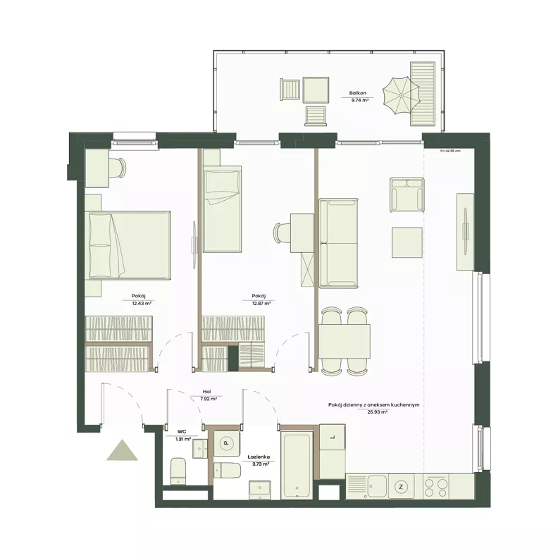 3 pokoje, mieszkanie 64,19 m², piętro 2, oferta nr B10/67, Apartamenty Onlylife, Warszawa, Wilanów, Powsin, ul. Łukasze Drewny / Potukały
