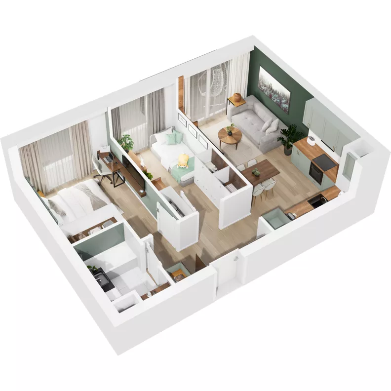 3 pokoje, mieszkanie 48,75 m², piętro 6, oferta nr 122/134, Dobre Strony, Kraków, Dębniki, Borek Fałęcki, ul. Obozowa
