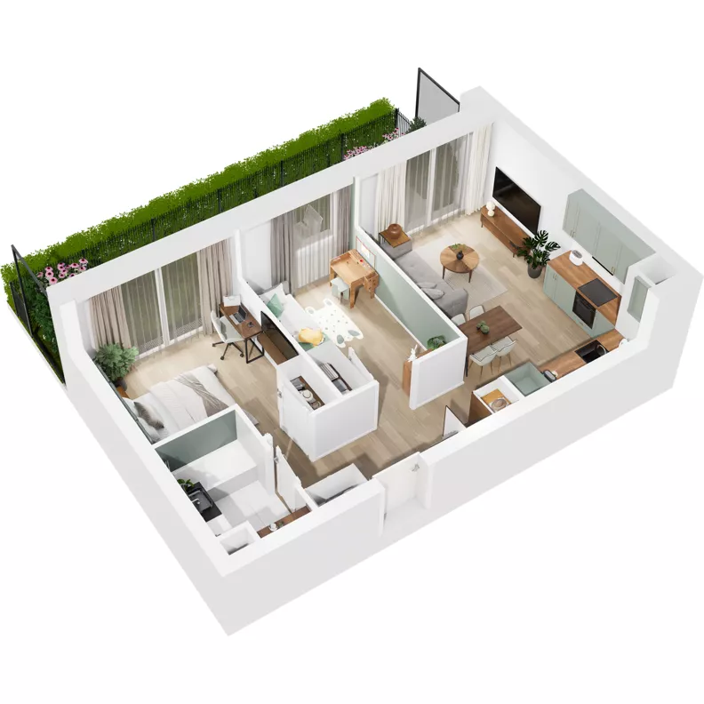 3 pokoje, mieszkanie 50,69 m², parter, oferta nr 122/73, Dobre Strony, Kraków, Dębniki, Borek Fałęcki, ul. Obozowa