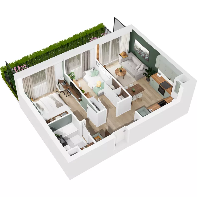 3 pokoje, mieszkanie 48,70 m², parter, oferta nr 122/75, Dobre Strony, Kraków, Dębniki, Borek Fałęcki, ul. Obozowa