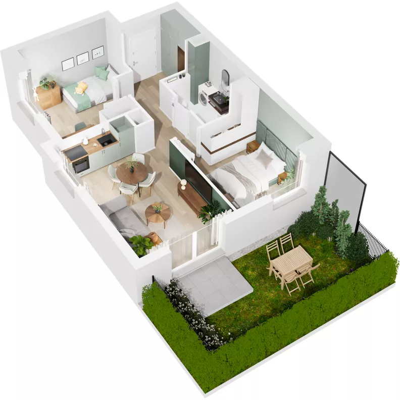 3 pokoje, mieszkanie 49,17 m², parter, oferta nr 122/3, Dobre Strony, Kraków, Dębniki, Borek Fałęcki, ul. Obozowa