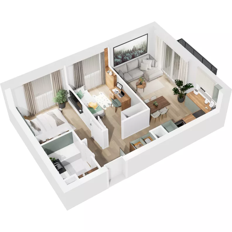 3 pokoje, mieszkanie 47,53 m², piętro 3, oferta nr 126/176, Dobre Strony, Kraków, Dębniki, Borek Fałęcki, ul. Obozowa