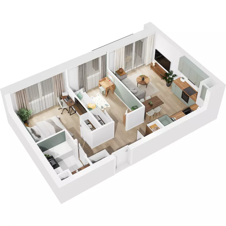 3 pokoje, mieszkanie 50,69 m², piętro 7, oferta nr 122/141, Dobre Strony, Kraków, Dębniki, Borek Fałęcki, ul. Obozowa