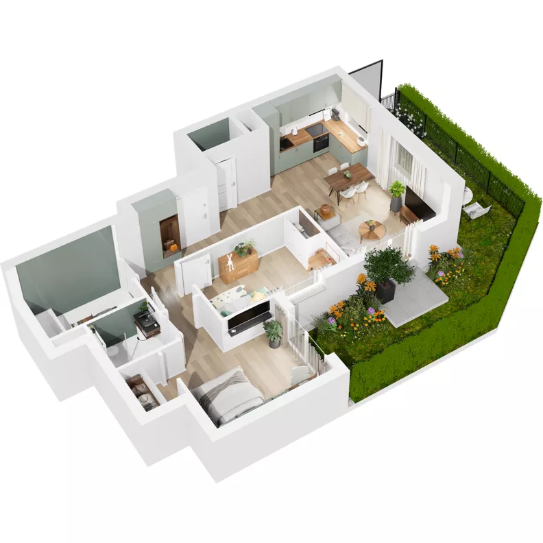 3 pokoje, mieszkanie 63,86 m², parter, oferta nr 126/150, Dobre Strony, Kraków, Dębniki, Borek Fałęcki, ul. Obozowa