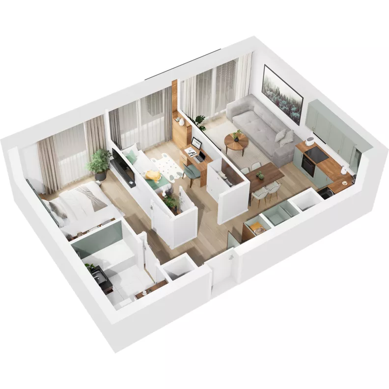 3 pokoje, mieszkanie 47,05 m², piętro 1, oferta nr 126/157, Dobre Strony, Kraków, Dębniki, Borek Fałęcki, ul. Obozowa