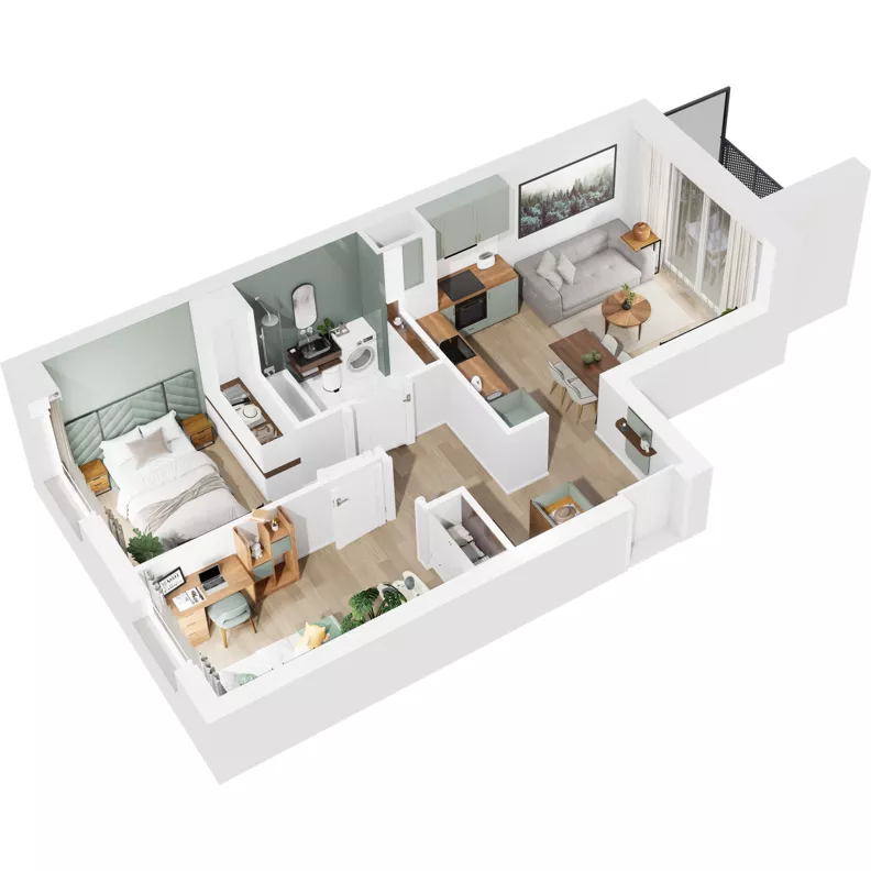 3 pokoje, mieszkanie 49,16 m², piętro 1, oferta nr 126/164, Dobre Strony, Kraków, Dębniki, Borek Fałęcki, ul. Obozowa