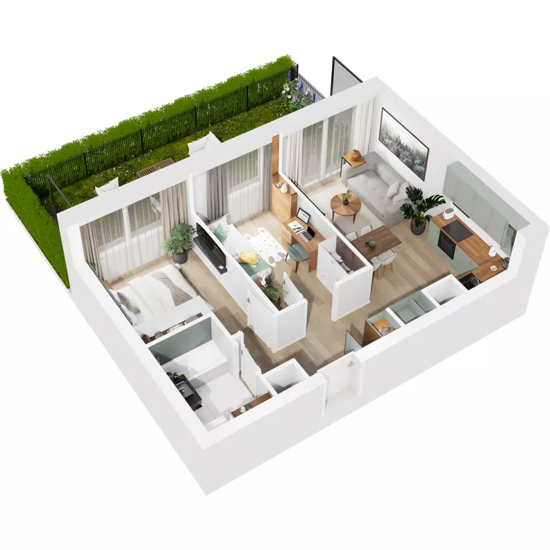 3 pokoje, mieszkanie 47,05 m², parter, oferta nr 126/148, Dobre Strony, Kraków, Dębniki, Borek Fałęcki, ul. Obozowa