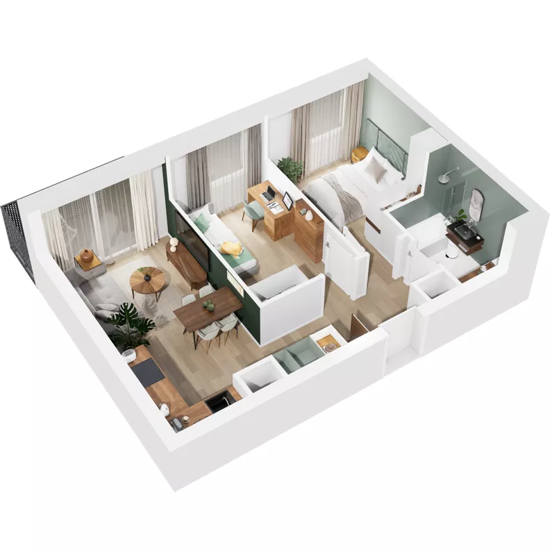 3 pokoje, mieszkanie 47,11 m², piętro 2, oferta nr 126/166, Dobre Strony, Kraków, Dębniki, Borek Fałęcki, ul. Obozowa