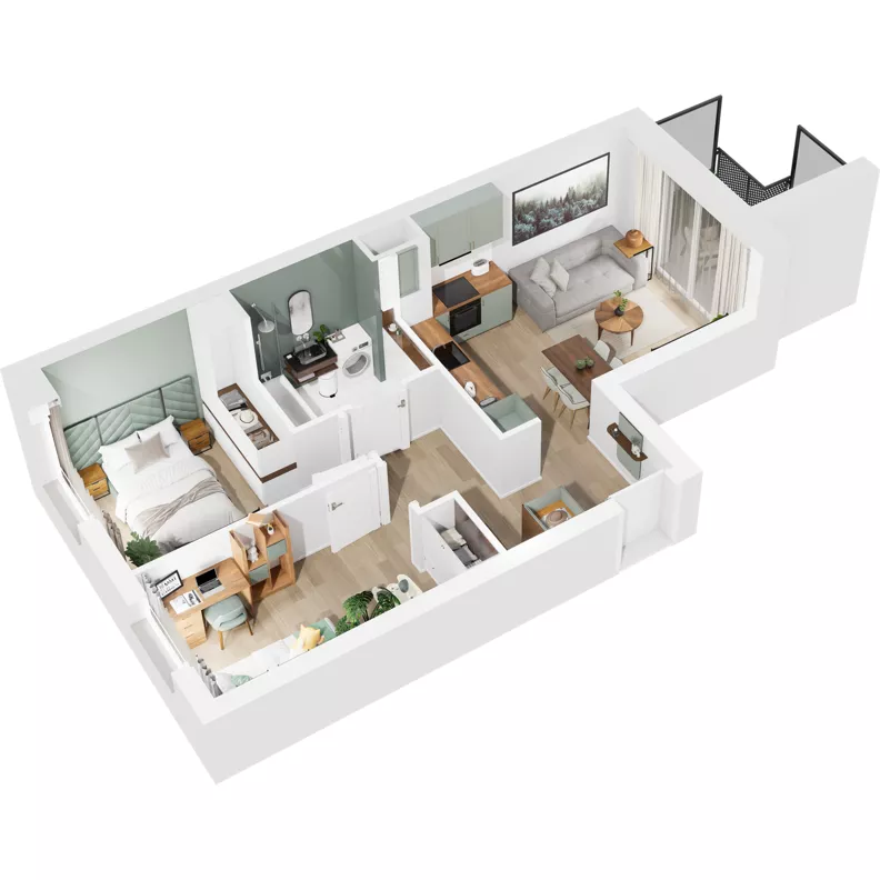 3 pokoje, mieszkanie 49,16 m², piętro 2, oferta nr 126/173, Dobre Strony, Kraków, Dębniki, Borek Fałęcki, ul. Obozowa