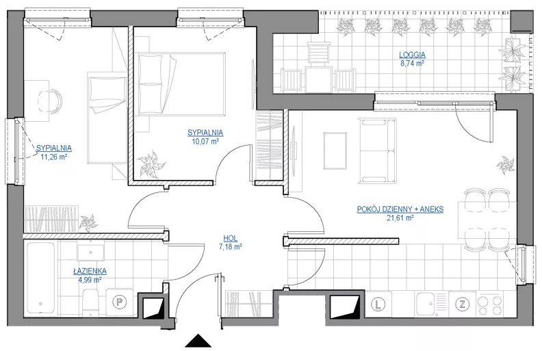 3 pokoje, mieszkanie 55,11 m², piętro 7, oferta nr 1/294, Przy Unii IV, Poznań, Żegrze, ul. Wagrowska