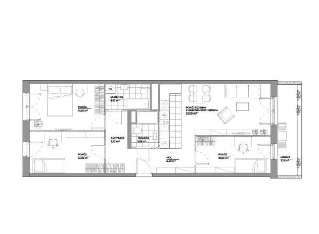 4 pokoje, mieszkanie 80,04 m², piętro 4, oferta nr B1/10, Architektów, Wrocław, Al. Architektów 22-30