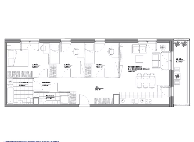 4 pokoje, mieszkanie 84,39 m², piętro 1, oferta nr B1/23, Architektów, Wrocław, Al. Architektów 22-30