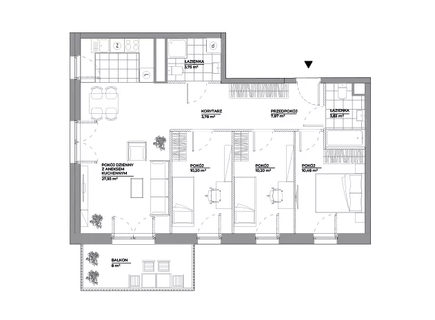 4 pokoje, mieszkanie 78,04 m², piętro 1, oferta nr A/132, Architektów, Wrocław, Al. Architektów 22-30