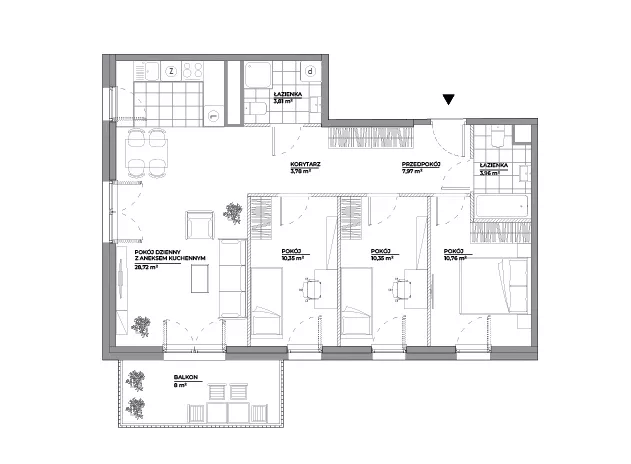 4 pokoje, mieszkanie 79,70 m², piętro 2, oferta nr A/144, Architektów, Wrocław, Al. Architektów 22-30