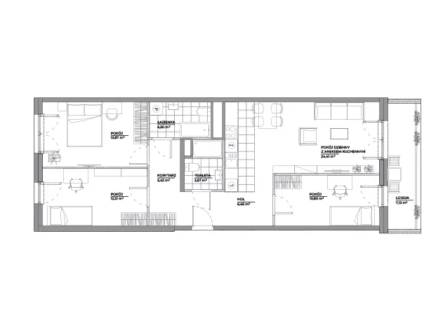 4 pokoje, mieszkanie 81,23 m², piętro 5, oferta nr B1/13, Architektów, Wrocław, Al. Architektów 22-30