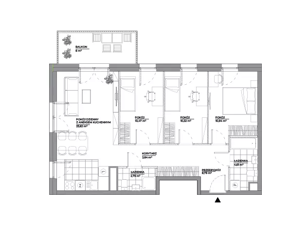 4 pokoje, mieszkanie 74,38 m², piętro 1, oferta nr A/133, Architektów, Wrocław, Al. Architektów 22-30