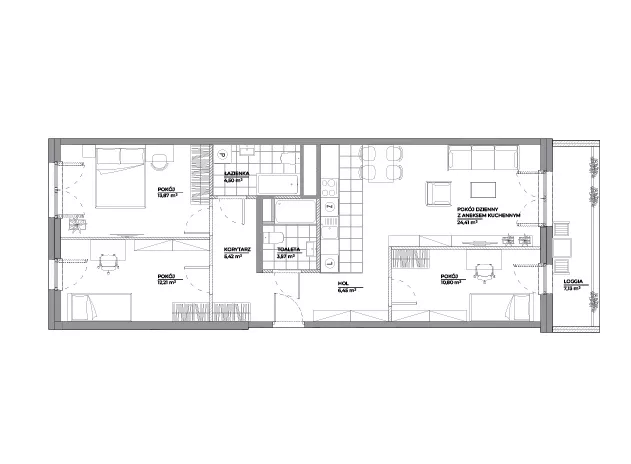 4 pokoje, mieszkanie 81,23 m², piętro 6, oferta nr B1/16, Architektów, Wrocław, Al. Architektów 22-30