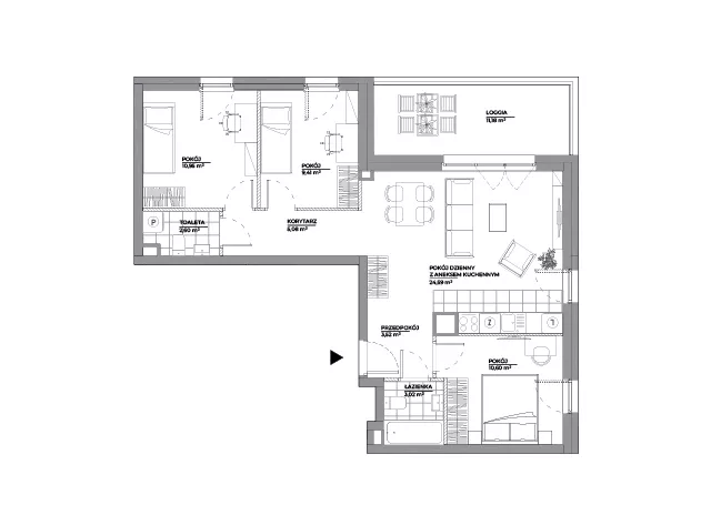 4 pokoje, mieszkanie 69,75 m², piętro 1, oferta nr B2/172, Architektów, Wrocław, Al. Architektów 22-30